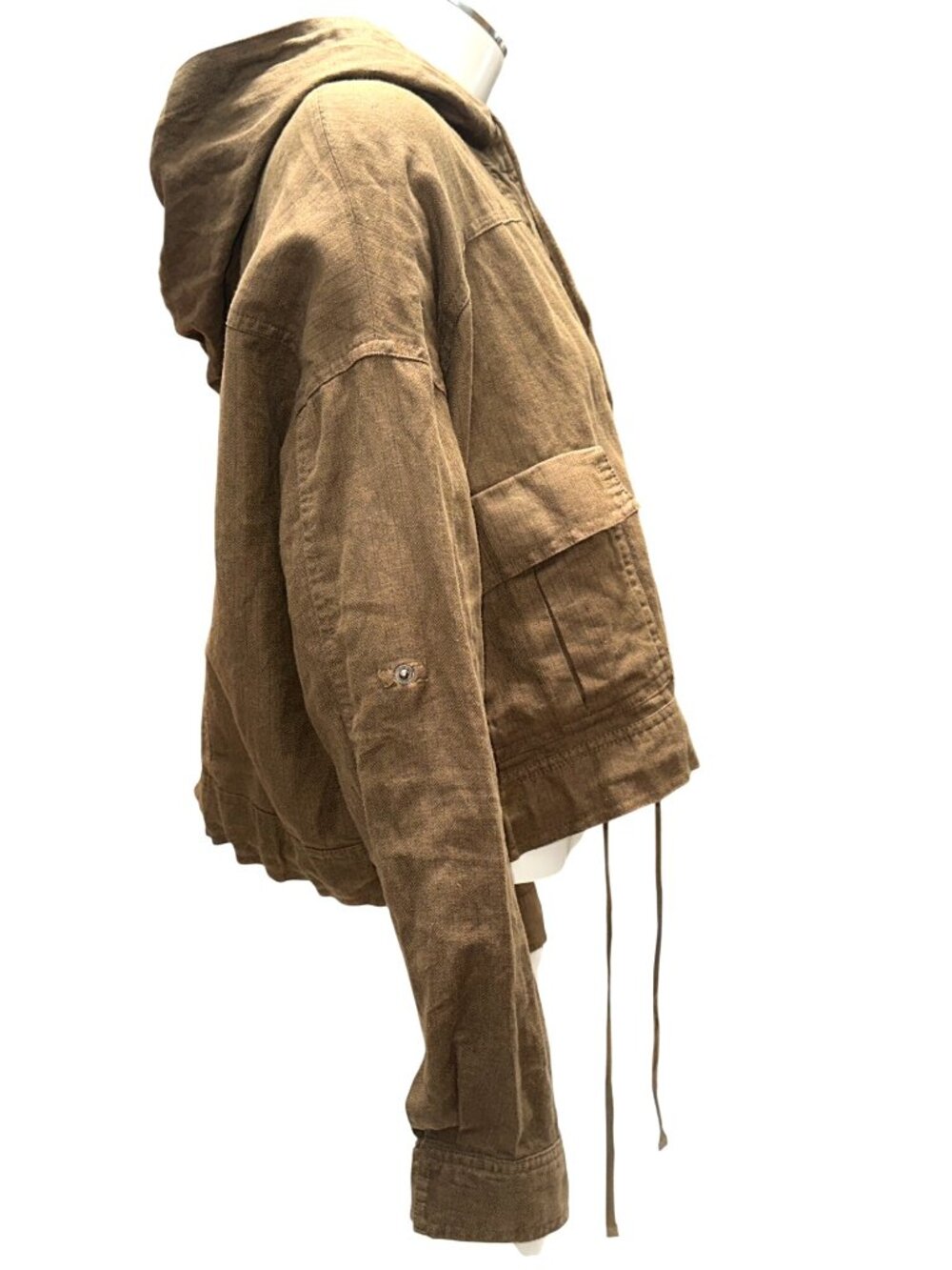 Forever 21 Medium Brown Hooded Jacket Cropped Utility Streetwear Grunge Core Y2K - Picture 3 of 12